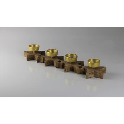 Adventsleuchter AM DESIGN "aus Holz", braun, B:42cm H:10cm, Aluminium, Holzwerkstoff, Kerzenhalter, BxH: 42x10 cm