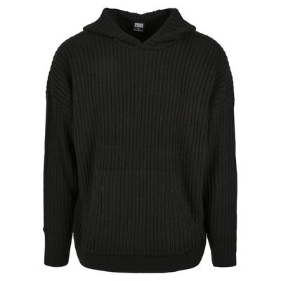 Rundhalspullover URBAN CLASSICS "Urban Classics Herren Knitted Hoody", Herren, Gr. S, schwarz, 100% Polyacryl, unifarben, oversize, Rundhals, Pullover Rundhalspullover