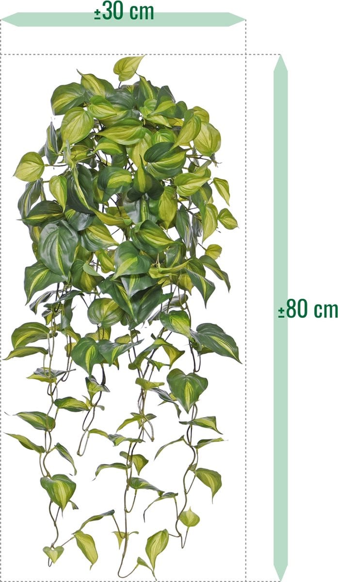 Philodendron Scandens Brasil kunst hangplant, 80 cm, groen