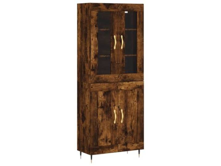 KKgypkn Highboard Holzwerkstoff 69,5x34x180 cm Räuchereiche Viel Stauraum, Metallfüße, Stabile Konstruktion, Mit Wandhalterung