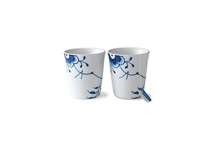 Royal Copenhagen Mega Gerippt Blau Thermobecher Set 2x 26 cl Doppelwandiger Porzellan Kaffeebecher isolierend ohne Henkel spülmaschinenfest skandinavisches Design blau