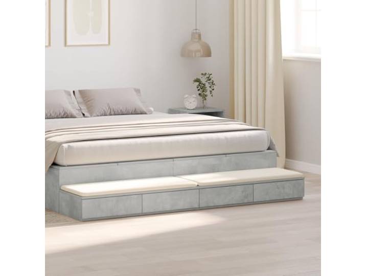 HEFZGDB Moderner Nachttisch mit 4 Schubladen Betongrau 180x36,5x16,5 cm Holzwerkstoff Stauraum Kommode Schlafzimmer