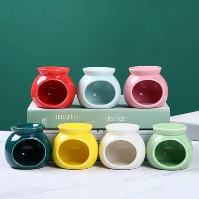 Inspired Finds Porcelain Essential Oil Aroma Burner Ceramic Candle Diffuser Minimalist Home Aromatherapy Decor red