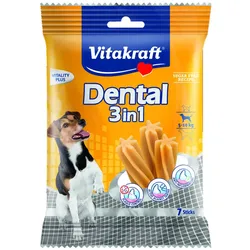 Vitakraft Dental 3in1 - Zahnpflege-Snack für Hunde von 5-10 kg - 7 Sticks