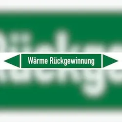 Rohrleitungskennzeichen Wärme Rückgewinnung - 270x37 mm Folie selbstklebend
