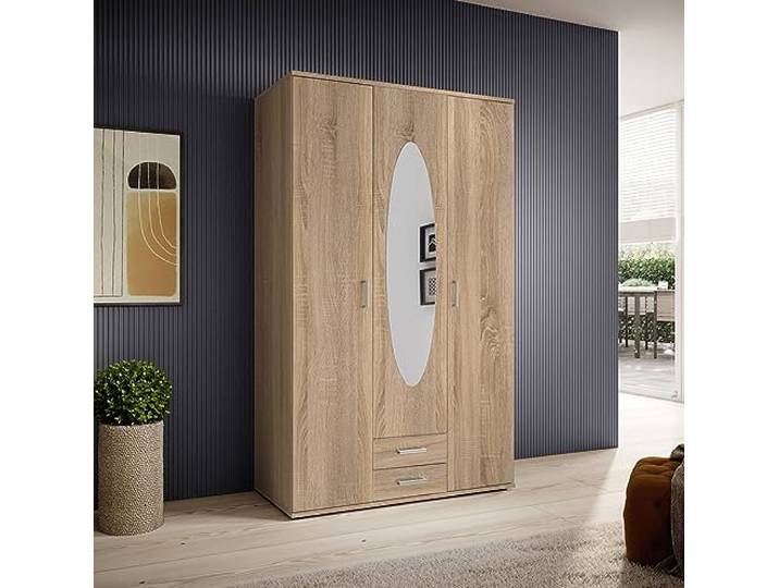 möbelando Kleiderschrank >Paul< in Eiche Sonoma Nachbildung - 120x195x55cm (BxHxT)