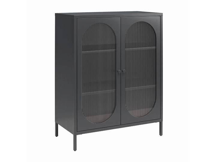 Mid.you Highboard Luna, Schwarz, Metall, Glas, 3 Fächer, 80x102x40 cm, Wohnzimmer, Kommoden & Sideboards, Highboards