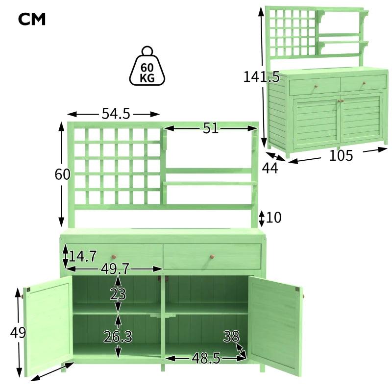 Holz-Gartenhaus - Gartenhaus - Außenschrank - Werkzeugschuppen - mit Arbeitsplatte - 105 x 44 x 141,5 cm