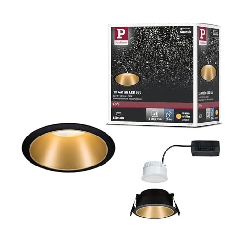 Paulmann Cole LED inbouwspot rond, zwart en goud mat, dimbaar met warm witte lichtbron
