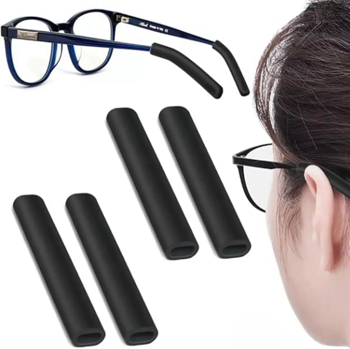 INF Silikon Anti-Rutsch-Pads für Brillen - 2 Paare Schwarz