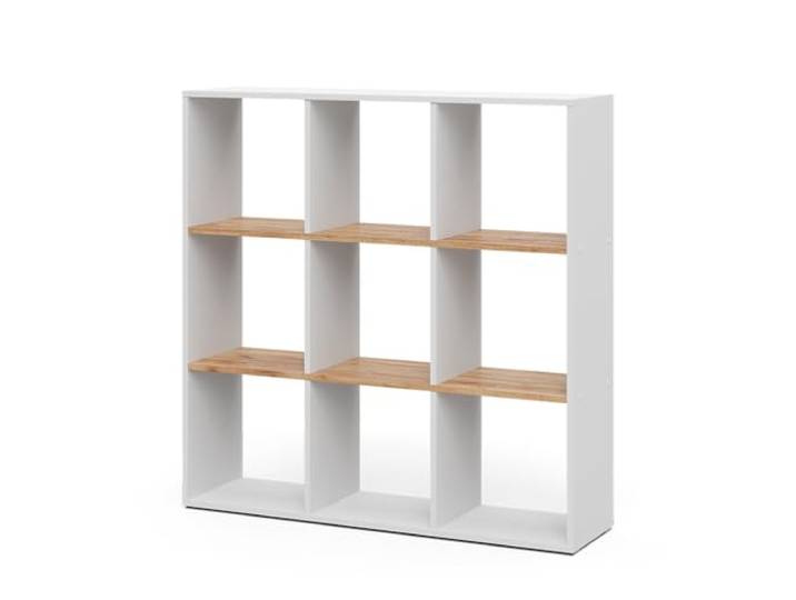 Vicco Raumteiler Nove , Weiß/Goldkraft Eiche, 107.2 x 107.8 cm zur flexiblen Raumaufteilung und Aufbewahrung von Büchern