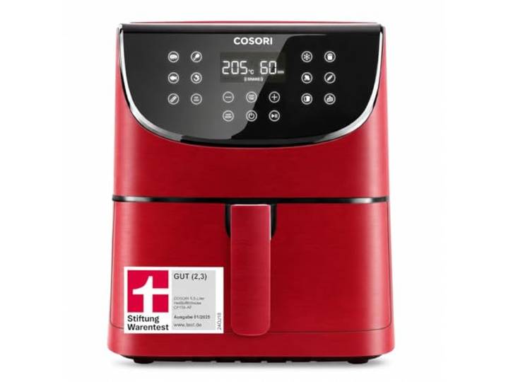 Cosori Airfryer, mit Shake-Reminder, 11-in-1 5,5L Heißluftfritteuse 97,3 Prozent ölsparend, 65.8 Prozent energiesparend, Rot