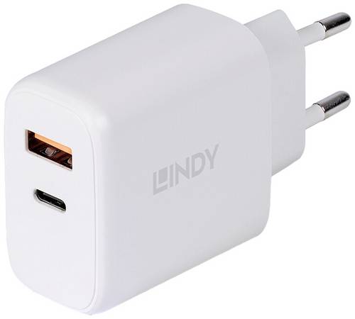 LINDY 30W USB Type A & C Charger USB Ladegerät 30W 1x USB-A, 1x USB-C Weiß Innenbereich