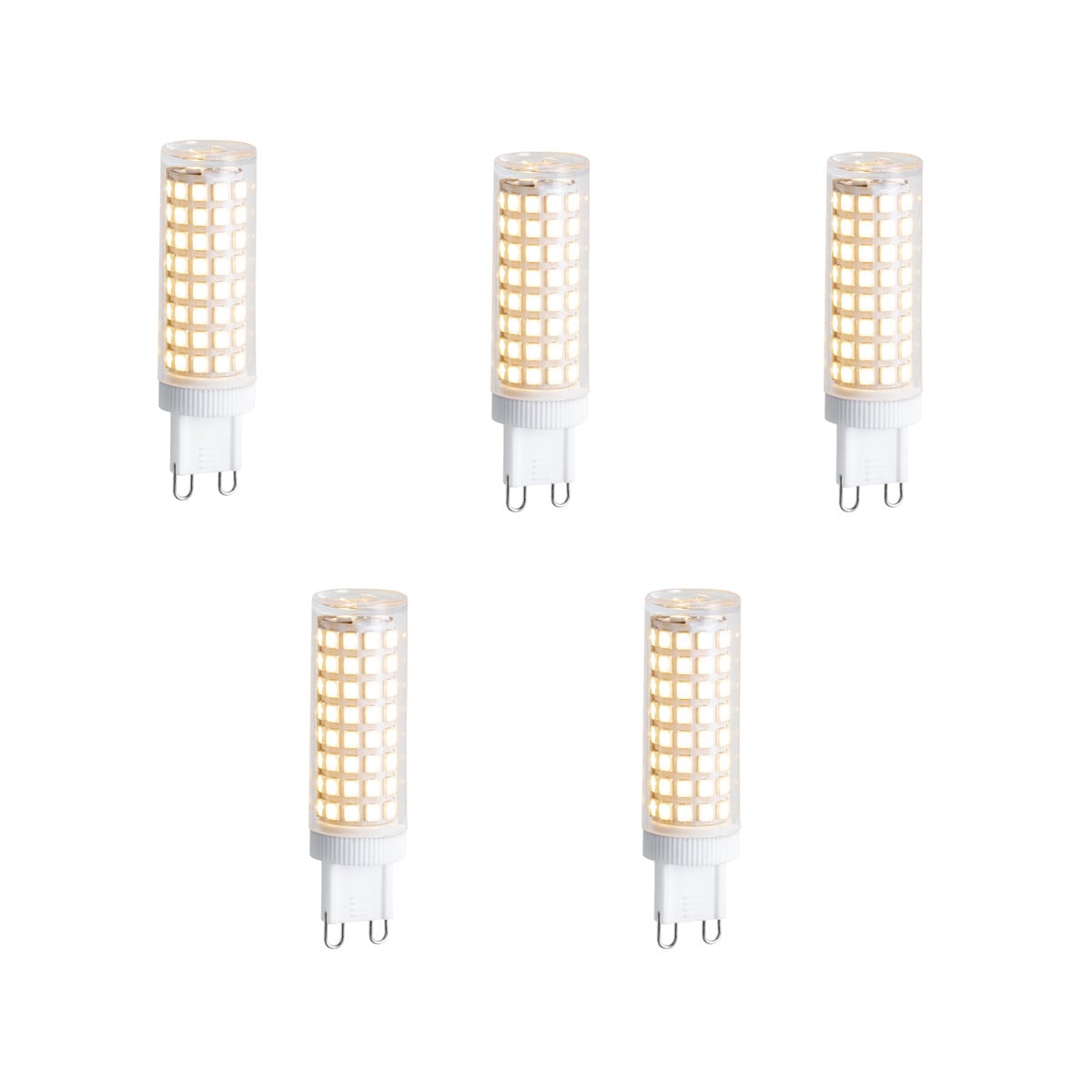 LUEDD Set van 5 dimbare G9 LED lampen, 5.5W, 500 lm, 2700K
