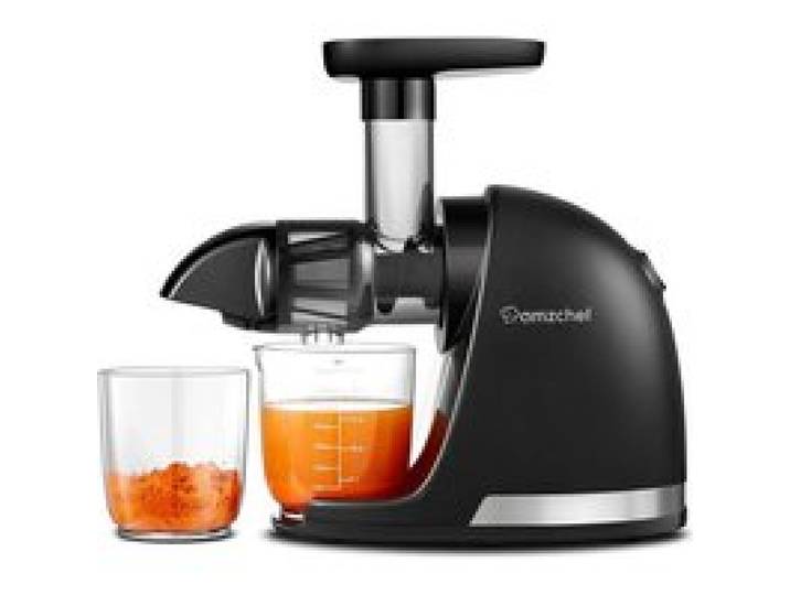 Extracteur Jus - Extracteur De Jus De Fruits Et Légumes - Presses-Agrumes À Froid Sans Bpa Avec 2 Tasses Et Brosse - Noir Mat