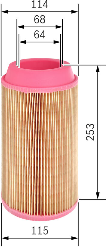 Bosch Luftfilter F026400238 115,4mm Für Volvo Vw Nissan Standard Automobile
