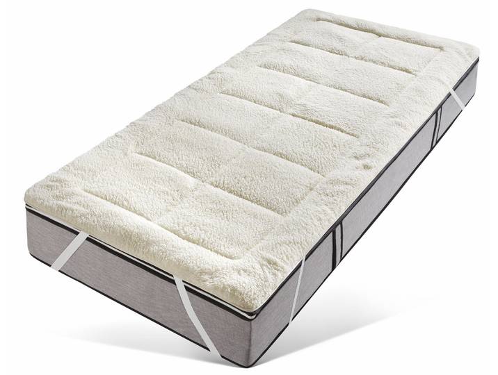 Matratzenauflage RIBECO Luise, in Lammfloor Optik, 90x200 cm und weitere Grössen , beige (creme), B:120cm L:200cm, Bezug: 100% Polyester, Matratzenzubehör, Matratzenauflage, Auflage beidseitig für Sommer und Winter nutzbar, waschbar bis 60C