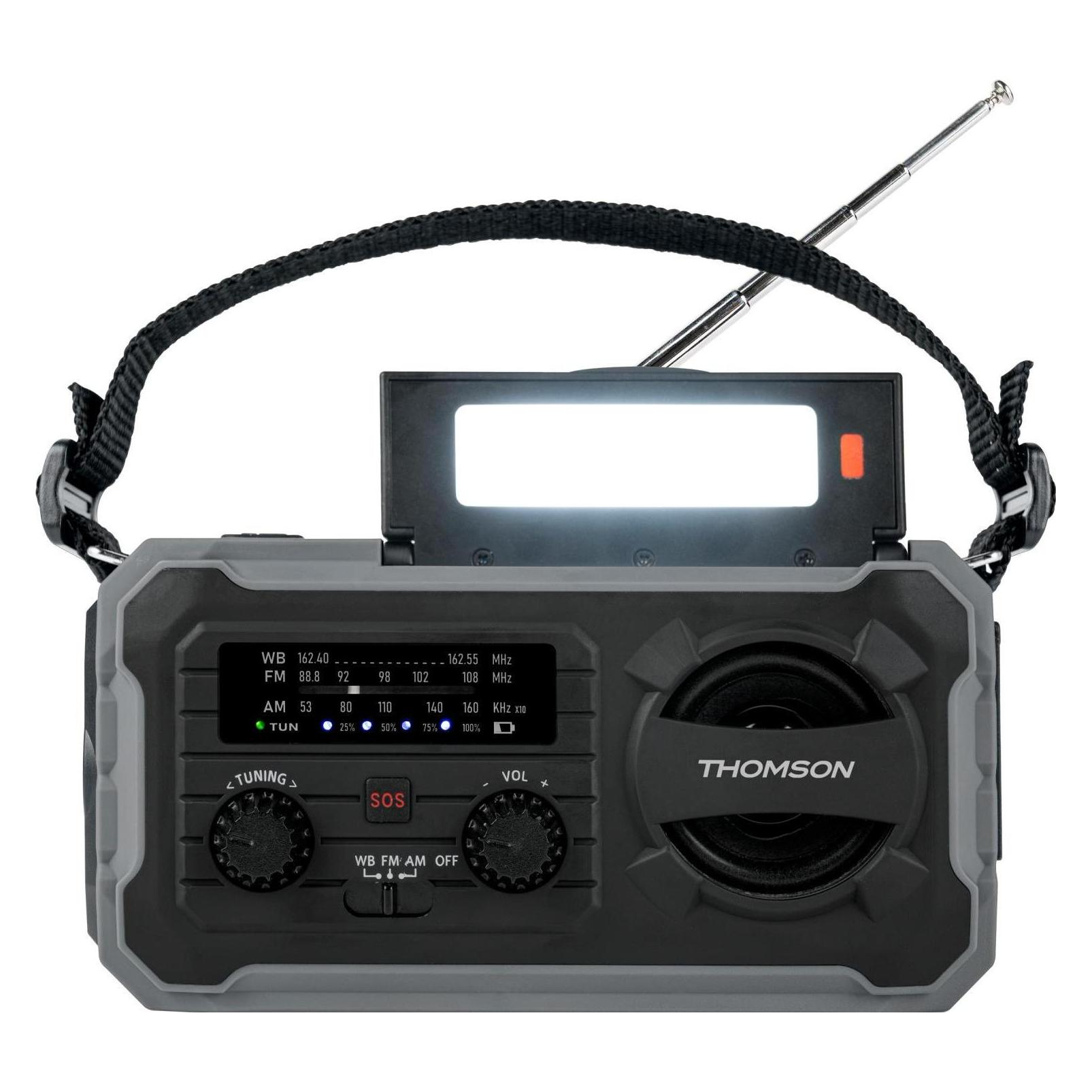 Thomson Emergency Hand Crank Radio w/ Solar - Grey (AM, FM, Bluetooth) (TH390285)