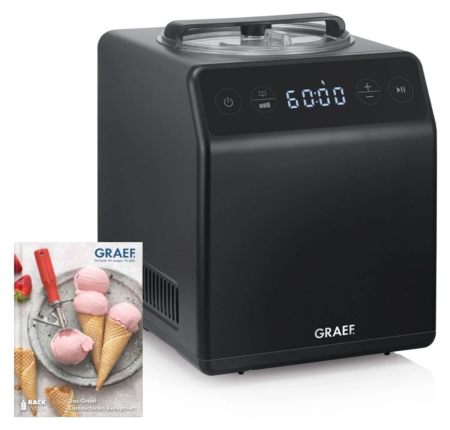 Graef IM706EU, Kompressor Eismaschine, 2 l, 1 Becken, Schwarz, -18 - 35 °C, Edelstahl