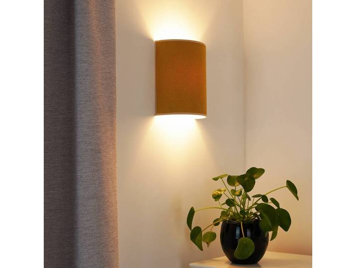 Wandlamp Celine, geel / oranje, Woon-/ Eetkamer, Textiel / Stof / Zijde, Wandlamp
