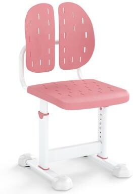 Costway Height-adjustable Kid's Study Chair with Double Back Support and Breathable Seat for 3+ Years Old-Pink