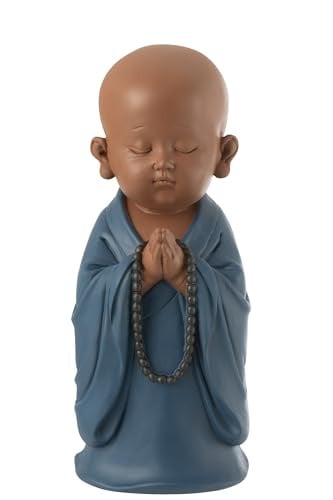 J-Line Monnik Bidend Figuur - Blauw - Polyresin