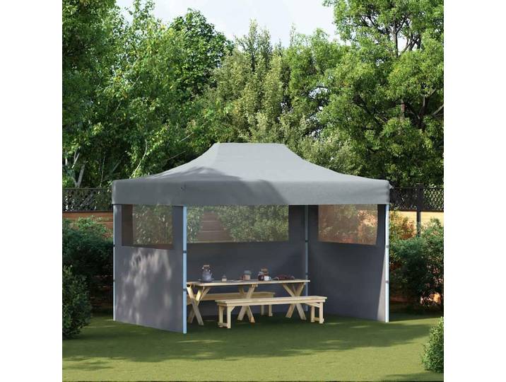 vidaXL Tente de réception professionnelle Pliable avec 3 parois latérales 3×4m Acier Anthracite