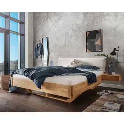 Massivholz »La Dolce Vita XVII« Wildeiche Massivholzbett 140x220 cm / mit Nachttisch