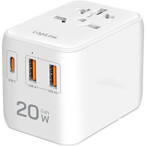 LogiLink Reiseadapter PA0356 20W USB, weltweit, für über 200 Länder, USB-A, USB-C