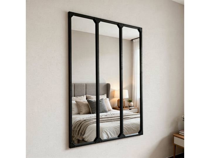 Miroir atelier XL rectangulaire en métal noir 95 x 120 cm Brickla
