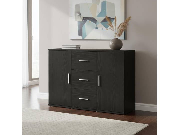 Buffet en chêne noir 91x29,5x65 cm bois d'ingénierie