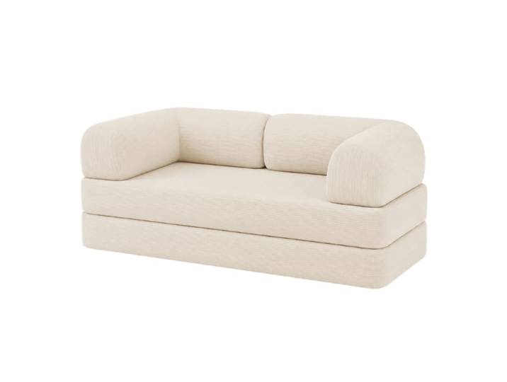 Canapé lit compressé modulable en velours côtelé 90x180 cm blanc