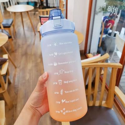 Inspired Living 2 Liter Motivational Leakproof Water Bottle With Time Markers blue