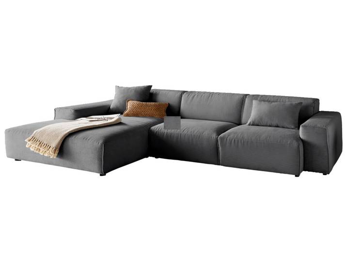 Lounge Handmade Ecksofa LH-EDINA, dunkelgrau, Cord