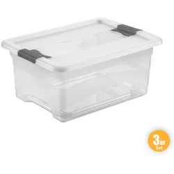TOPTEX Ordnung Transportbehälter, Transparent - 3er-Set