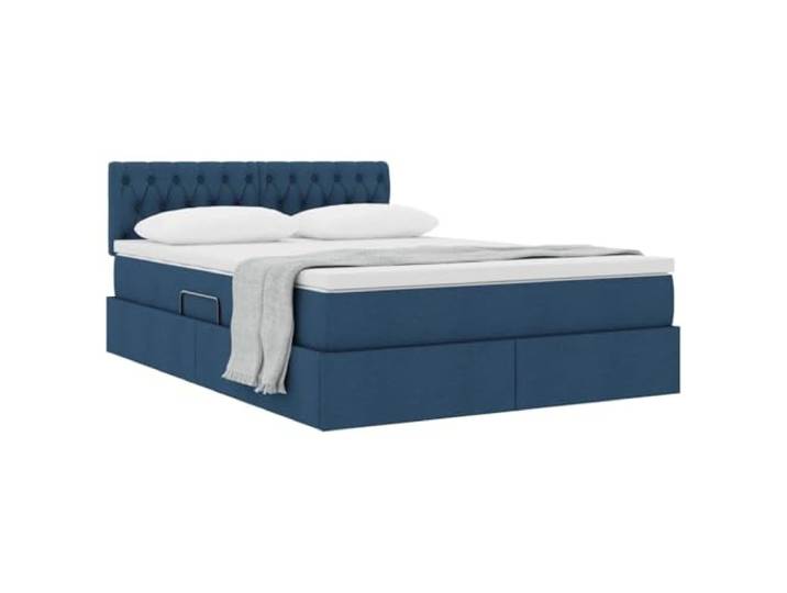 KTHLBRH Boxspringbett mit Matratze, Blau, 140 x 200 cm Modernes Design, Hebemechanismus, robuster Rahmen, rechteckige Form