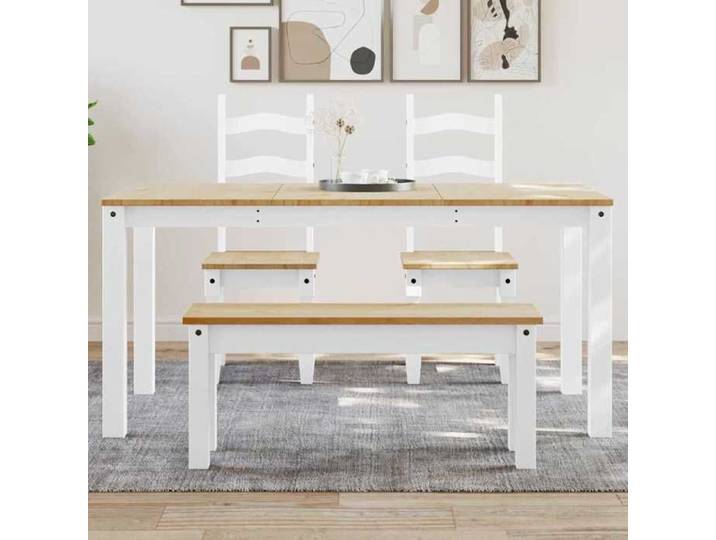 SALE Boutique Table de salon(1 pcs) SOLDES CHIC Blanc Table à manger - Construction Solide - Panama blanc 160x80x75cm bois massif d