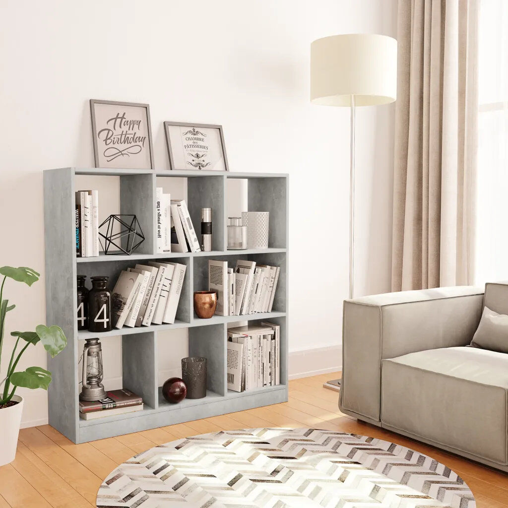 Hashtag Home Katara 100cm H x 97.5cm W Standard Bookcase Concrete Grey 100cm H X 97.5cm W X 29.5cm D