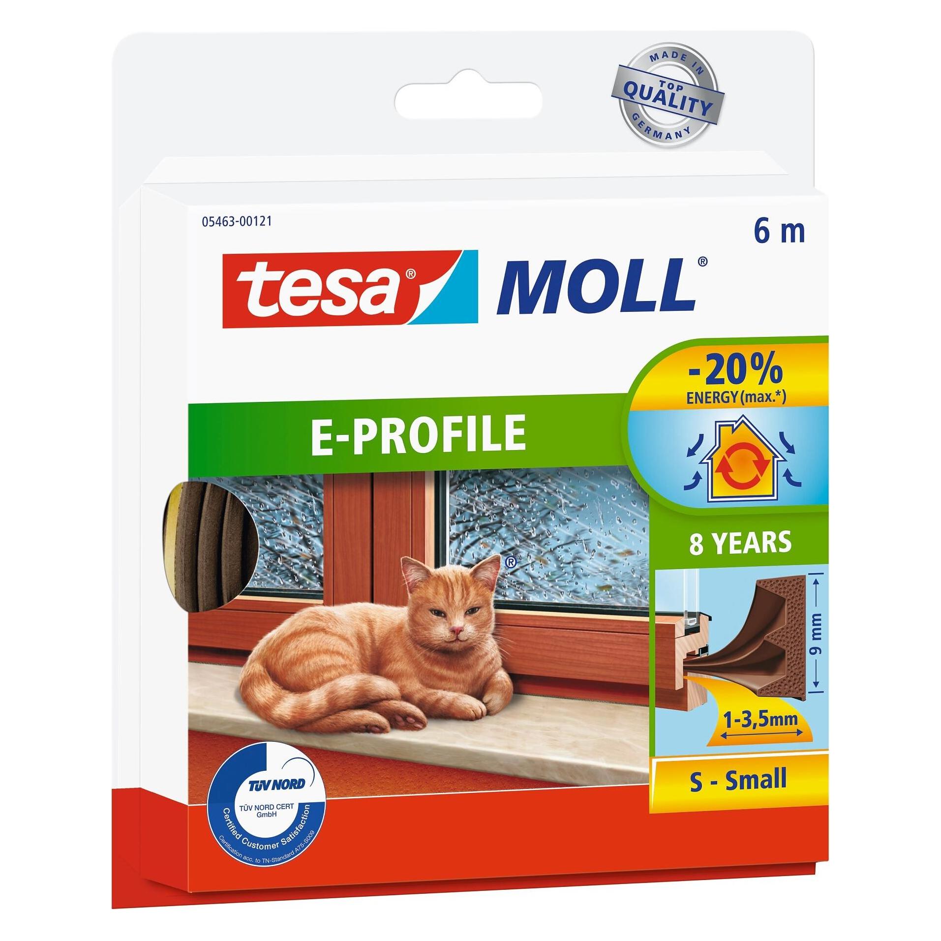 tesa tesamoll CLASSIC E-Profil Fensterdichtung, Gummidichtung zum Isolieren (05463-00121-00)