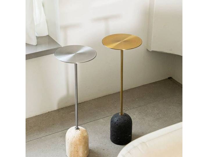 Mini petite table d'appoint minimaliste, canapé en travertin naturel, petite table basse d'appoint, petite table d'appoint rétro noire