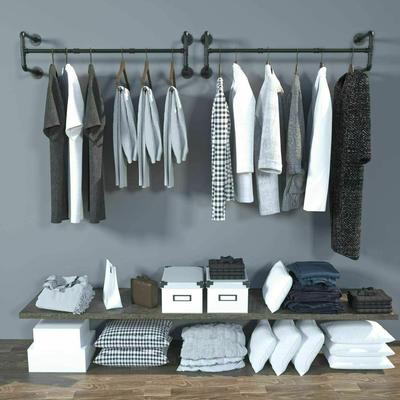 UNHO Industrial Pipe Clothes Rack Wall Mounted Hanging Rod Rail Garment