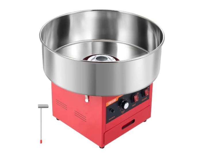 VEVOR Zuckerwattemaschine 1000 W Elektrischer Zuckerwattebereiter Rot für Geburtstagsfeiern und Familienfeste, mit Zuckerschaufel, Aufbewahrungsschublade, Überhitzungs- und Überlastungsschutz