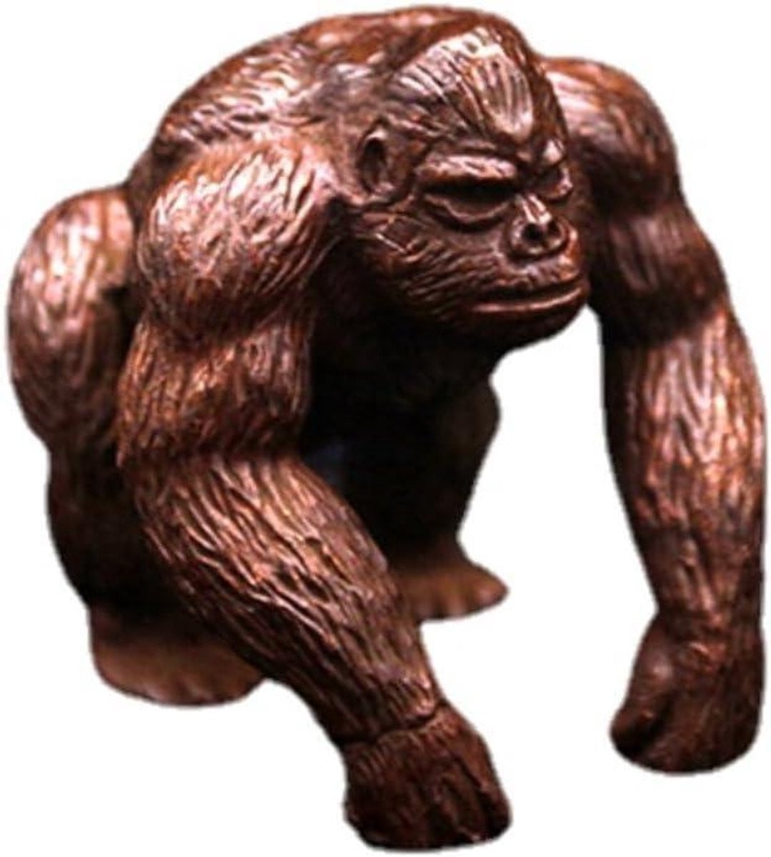 Handgemaakte koperen gorilla miniatuur beeldje voor bureau decoratie, messing, 50 x 40 mm