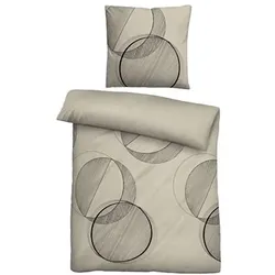 biberna® Bettwäsche Kreise Melange-Flanell Einzelbett, 2tlg.