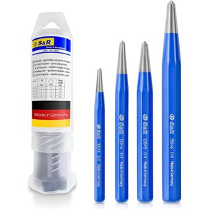 S&R Körner 283.101.004, Schlagkörner, 4-teiliges Set, Sechskantschaft, 100 - 150 mm, Spitzen-Ø 3 - 6 mm