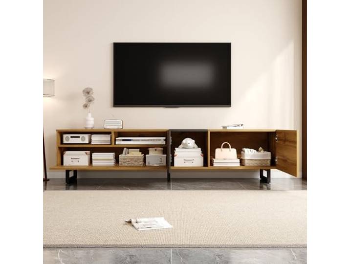 QLTXYHML TV-Möbel, 170 x 36,5 x 42 cm, Holzoptik, 3 Türen, Retro-Stil