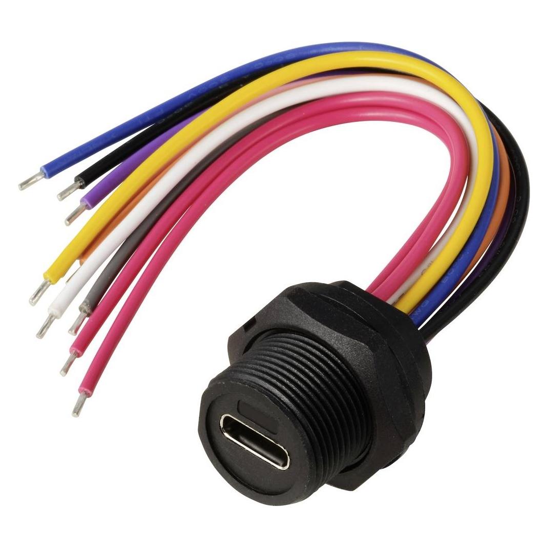 Tru Components USB-C 3.0 Buchse für die rückseitige Montage (mit Gewinde) Kabel 0,1 m TC-E10T (TC-13543616)