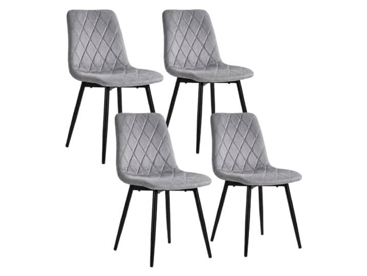 Relaxdays Esszimmerstuhl, 4er Set, Samt, Metallbeine, 120 kg, grau Wohnzimmer & Küche, gepolsterter Küchenstuhl