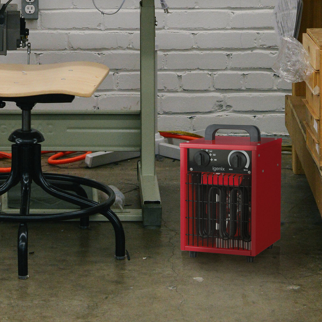 Igenix 2000W Industrial Fan Heater Red 32.6cm H X 19.8cm W X 21.5cm D