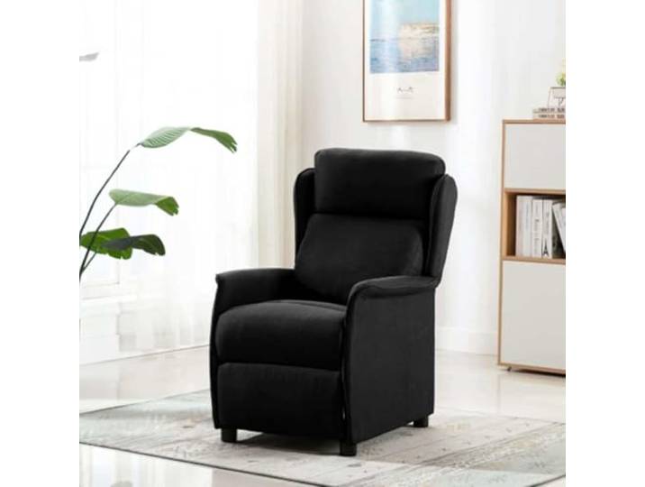 Relaxsessel Schwarz Polyester mit verstellbarer Rückenlehne Stabile Konstruktion, gepolsterte Armlehnen, manuell verstellbar, kompaktes Design, Polyester Polster